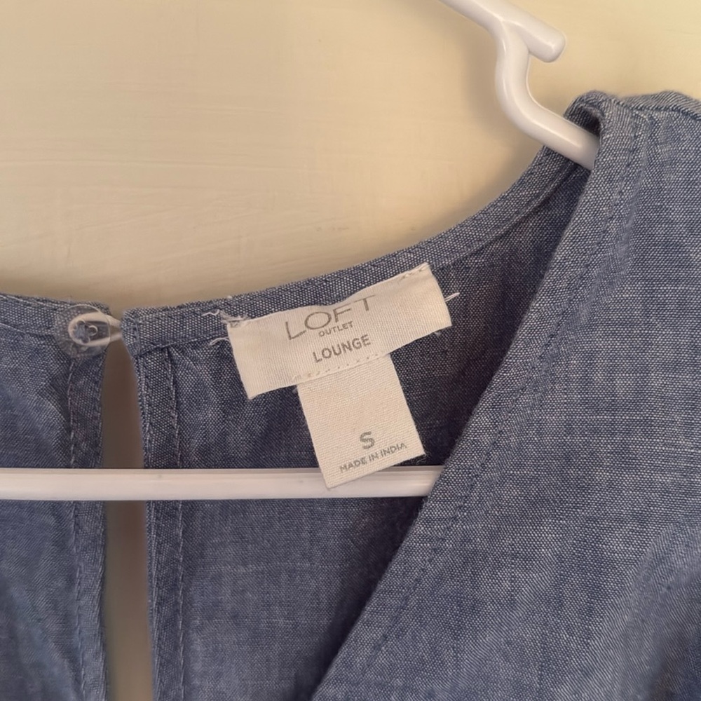 100% Cotton LOFT Denim Blue Romper Shorts - Picture 5 of 12